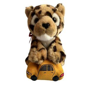 Rare Cartier Leopard Plush On Yellow Taxi Cab 8.5" Stuffed Animal With Red Bow D